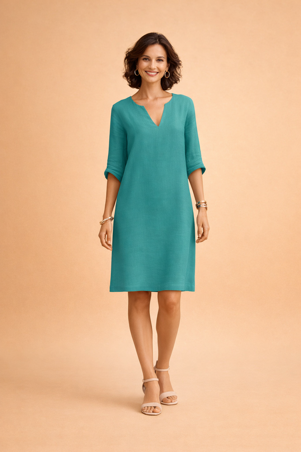 Womens Dress - Elegant Mid-Length Summer Dresses for Casual Outings and Warm Weather - Green / L