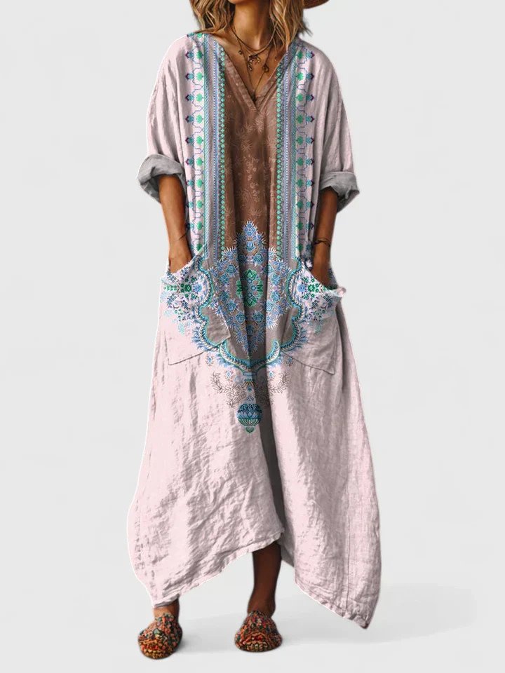 Annika | Women's Boho Maxi Dress with Paisley Pattern and Pockets 2