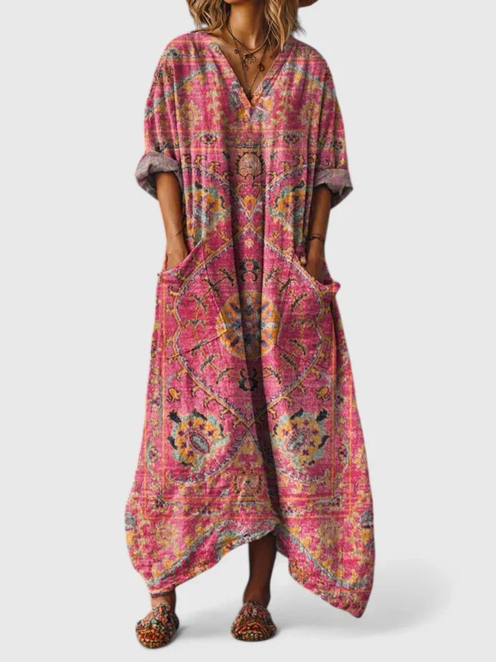 Annika | Women's Boho Maxi Dress with Paisley Pattern and Pockets 3