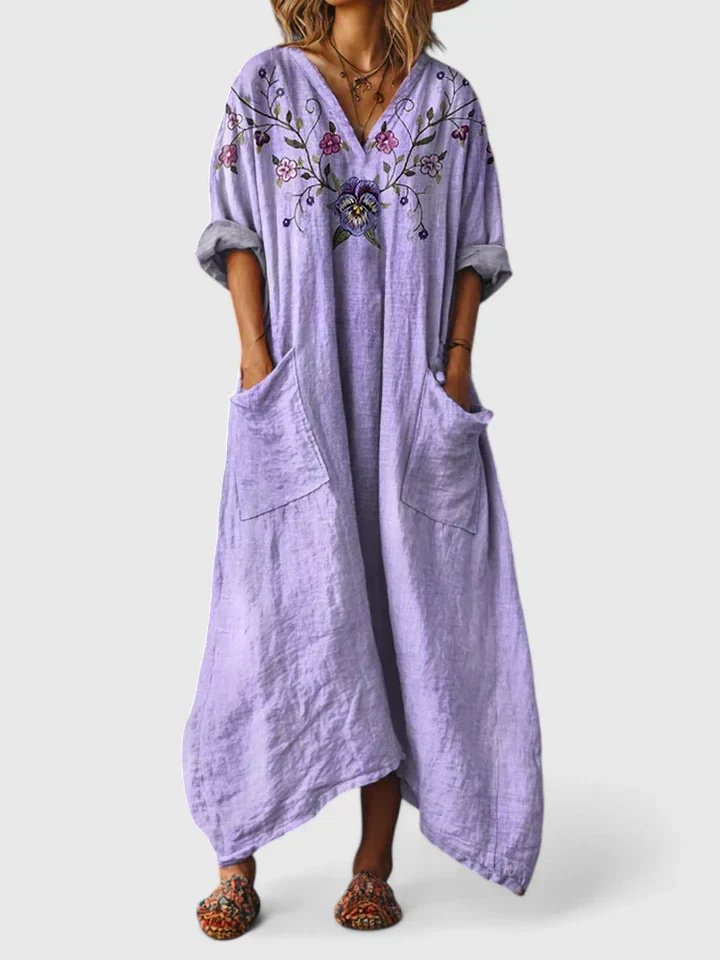Annika | Women's Boho Maxi Dress with Paisley Pattern and Pockets 7