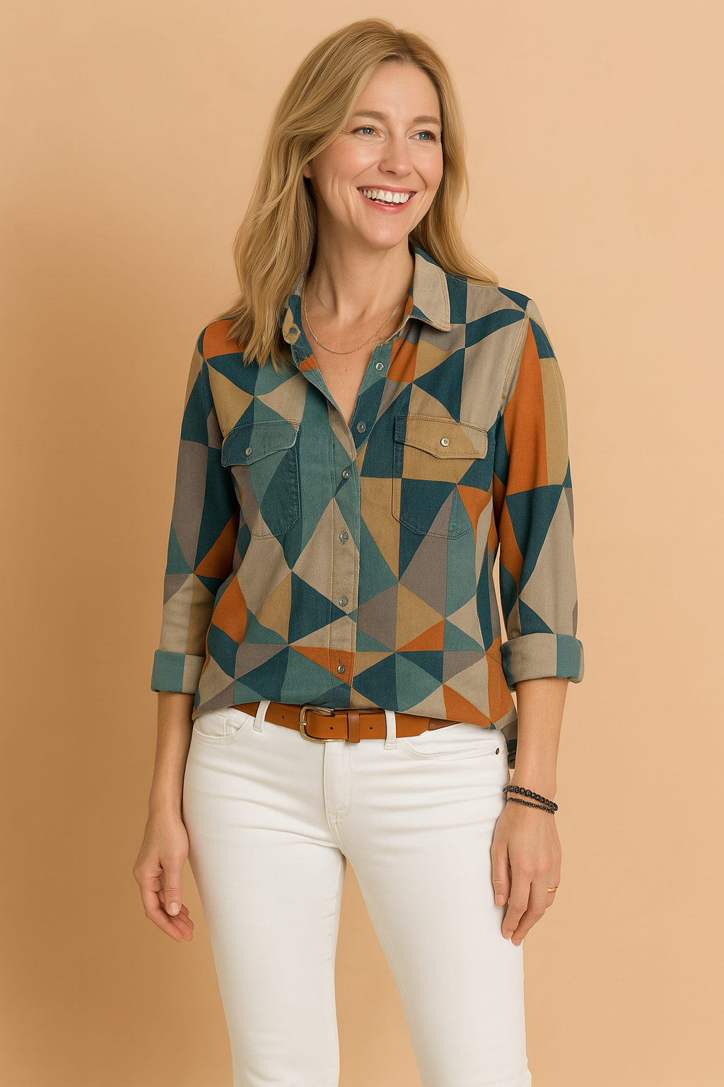Artistic Women's Blouse with Dynamic Pattern and Loose Fit - Plus Size Tops Available 0