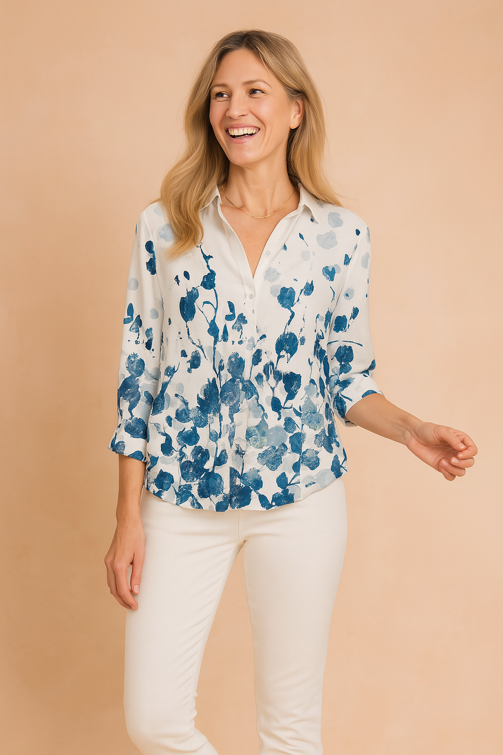 Artistic Women's Blouse with Dynamic Pattern and Loose Fit - Plus Size Tops Available 1