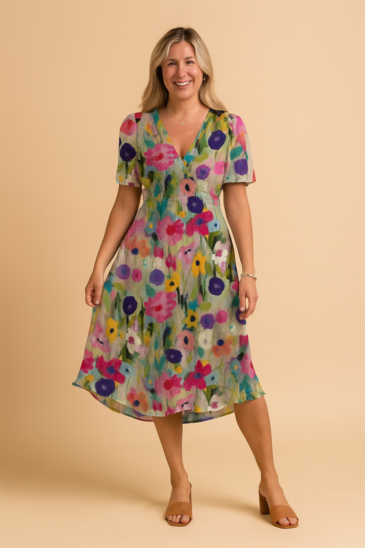 Barbara | Asymmetrical Floral Print Dress 1