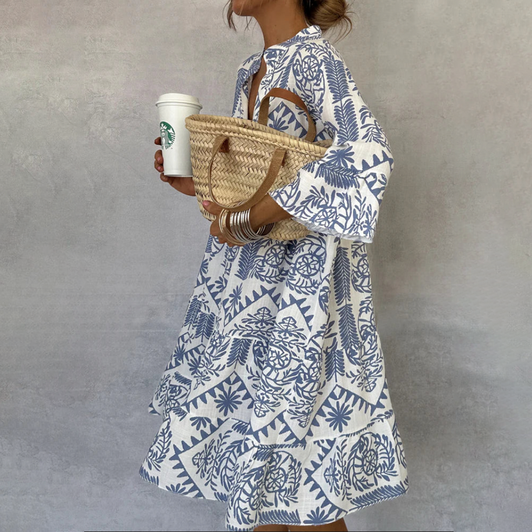 Bohemian Women's Long Sleeve Mini Dress - Effortless Summer Dresses for Casual Outings 0