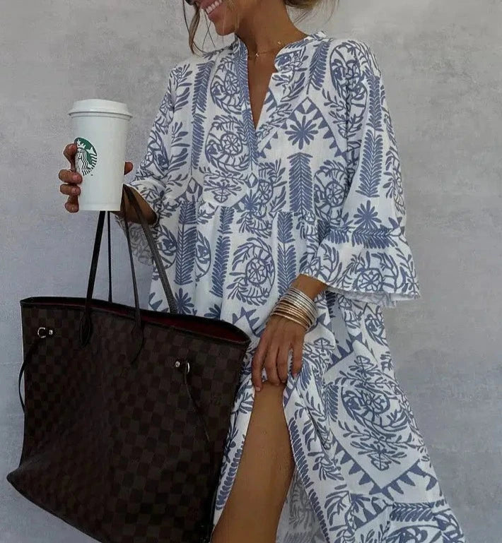 Bohemian Women's Long Sleeve Mini Dress - Effortless Summer Dresses for Casual Outings 1