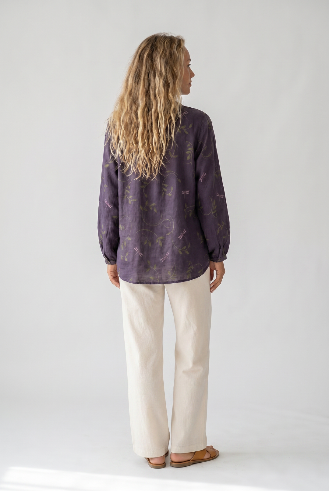 Boho Printed V-Neck Blouse for Women - Long Sleeve & Relaxed Fit 3