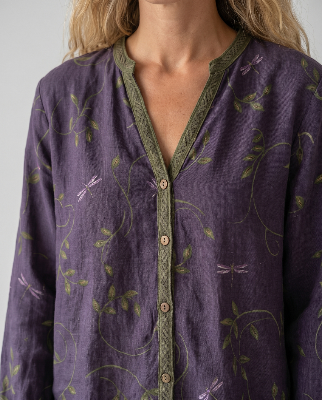 Boho Printed V-Neck Blouse for Women - Long Sleeve & Relaxed Fit 4