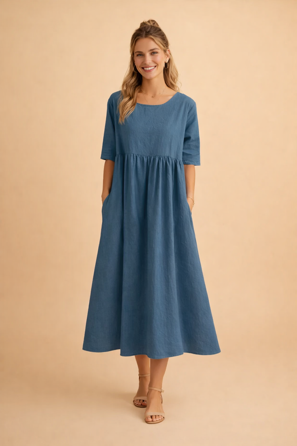 Caitlin Pleated Midi Dress for Women Summer Casual and Elegant Style 2