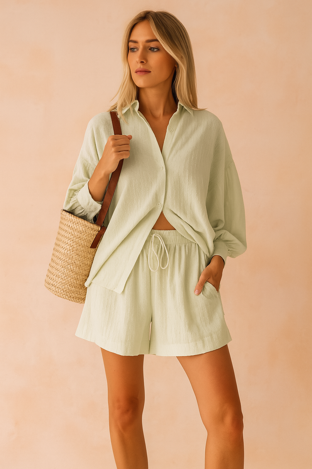 Casual Oversized Blouse and Crop Top Set for Women - Chic Everyday Wear 3