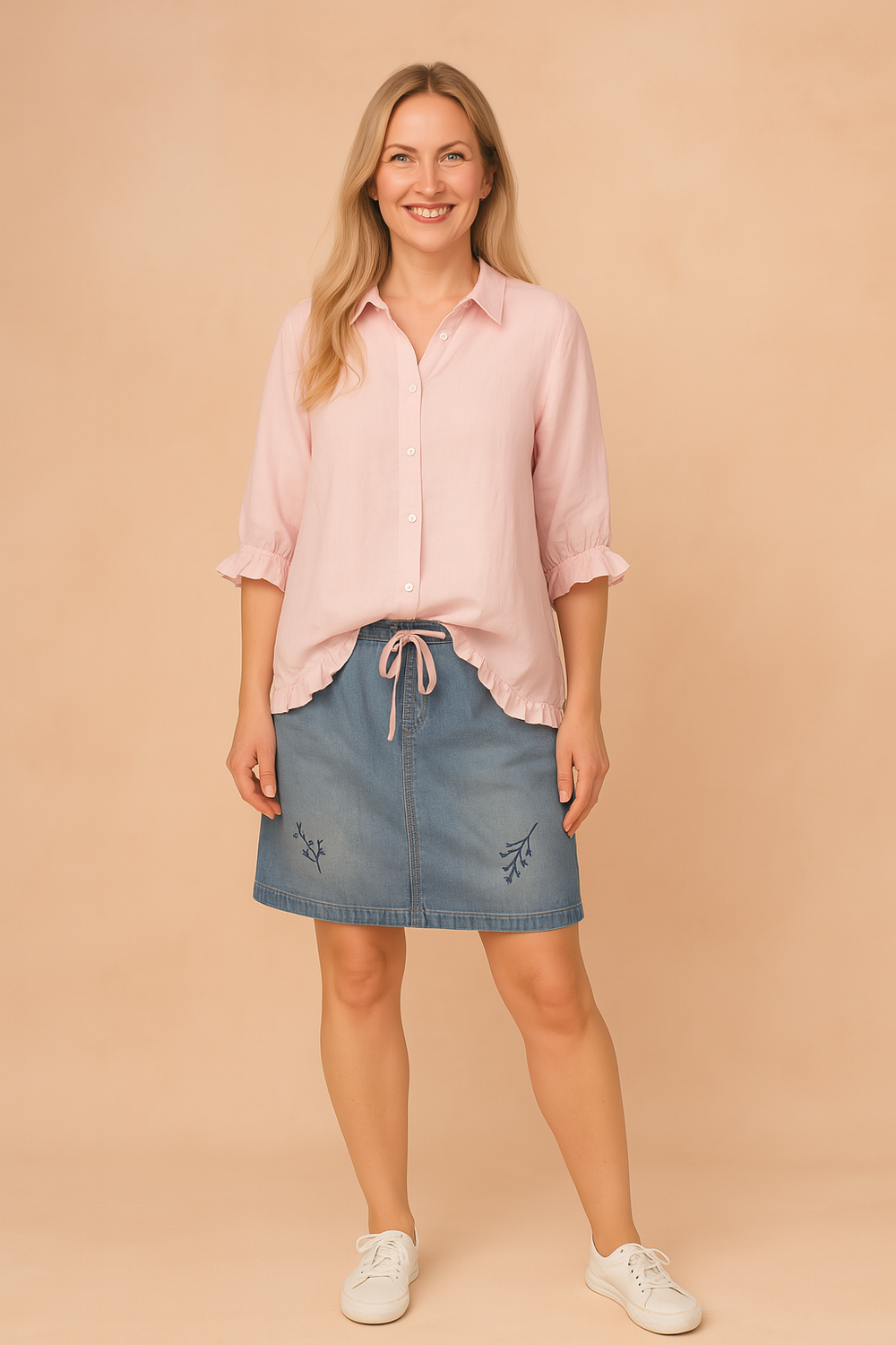 Casual Ruffle Shirt Blouse for Women - Loose Fit, Everyday Style 1