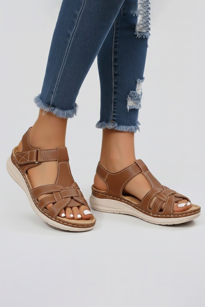 Charlotte | Women's Open Strap Sandals with Velcro Fastener, Braided Look 2