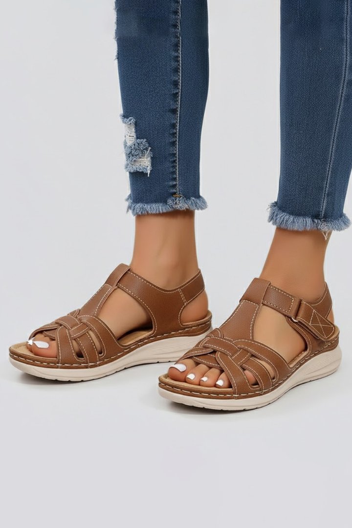 Charlotte | Women's Open Strap Sandals with Velcro Fastener, Braided Look 3