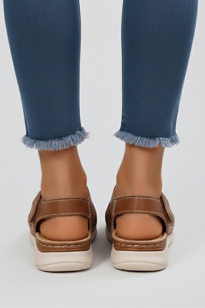 Charlotte | Women's Open Strap Sandals with Velcro Fastener, Braided Look 4