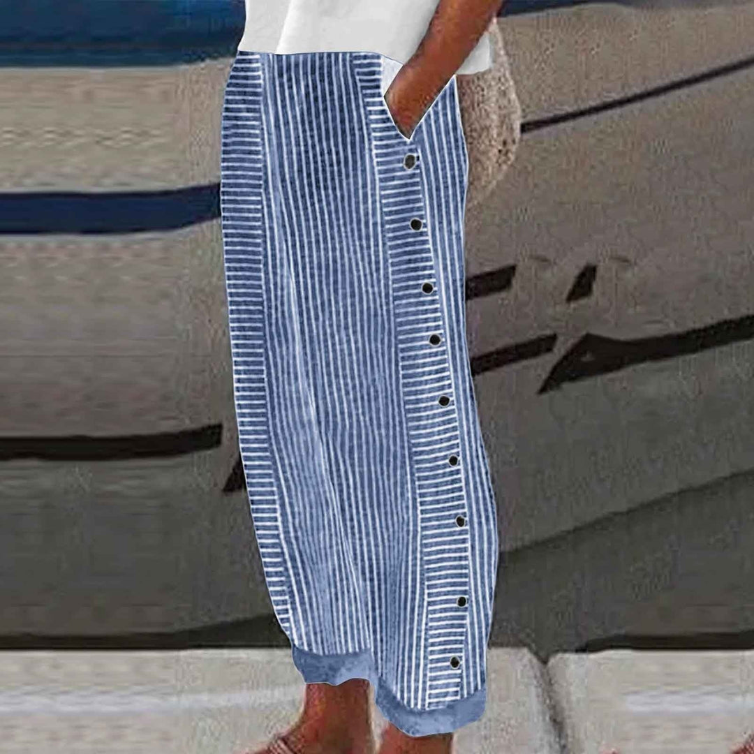 Chic Striped Button-Accent Pants for Effortless Style and Comfort 2