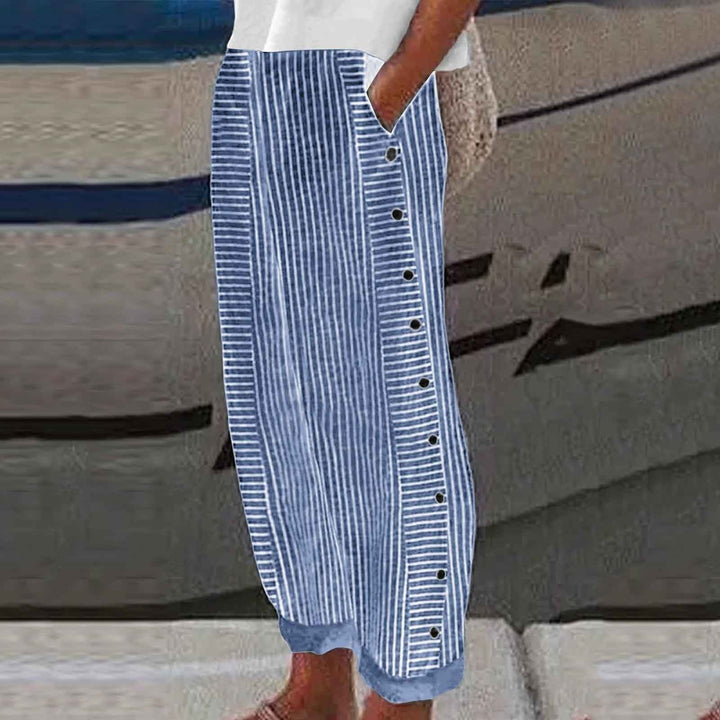 Chic Striped Button-Accent Pants for Effortless Style and Comfort 2