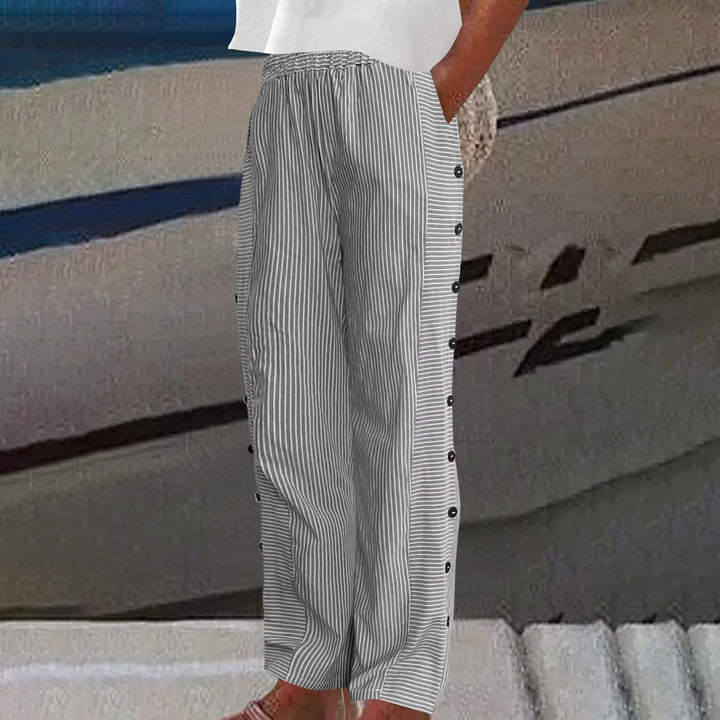 Chic Striped Button-Accent Pants for Effortless Style and Comfort 3