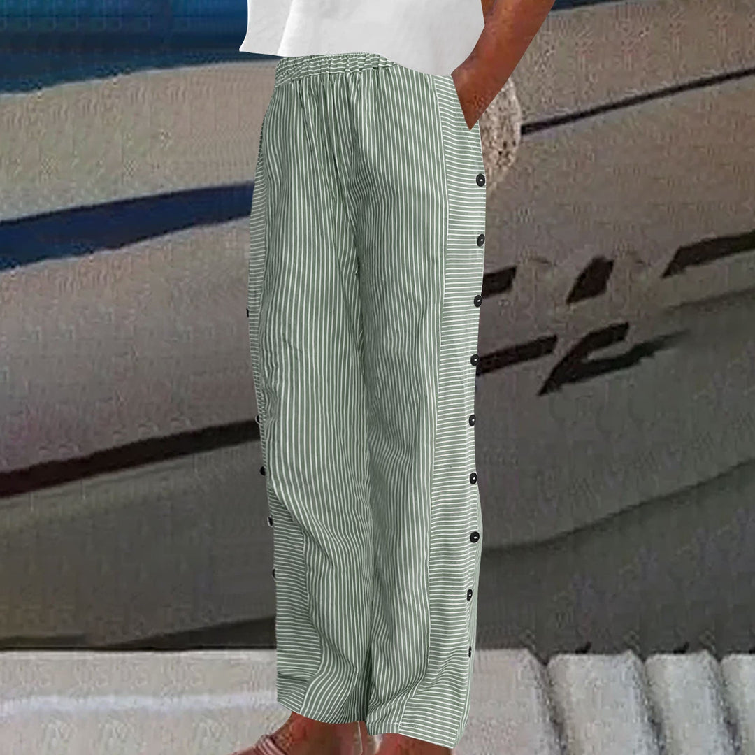 Chic Striped Button-Accent Pants for Effortless Style and Comfort 4