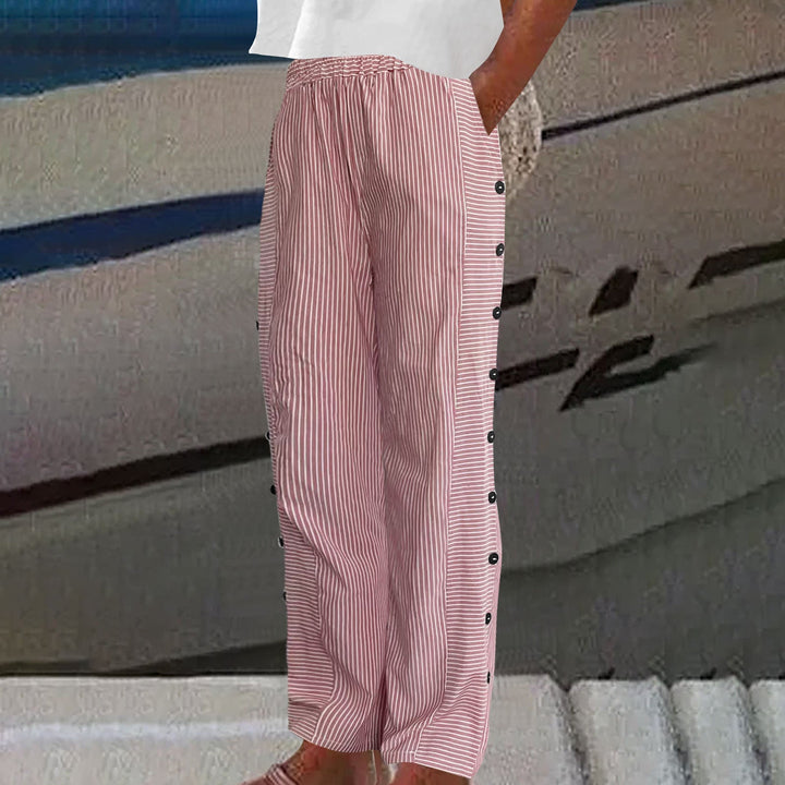 Chic Striped Button-Accent Pants for Effortless Style and Comfort 5