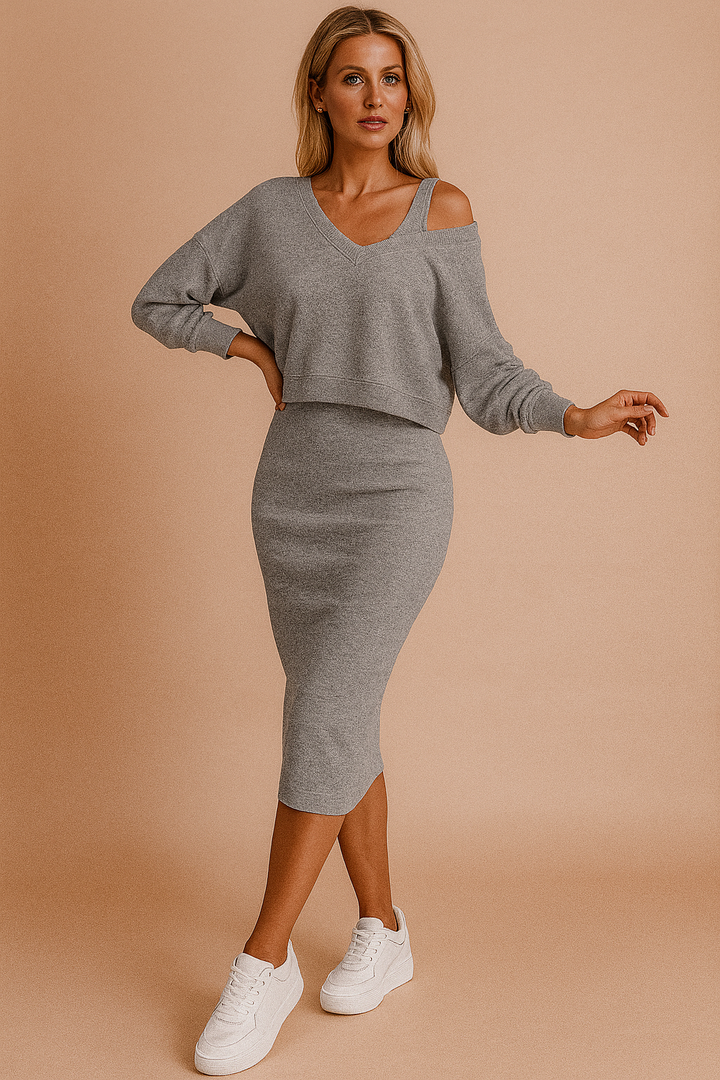 Claire | Casual Skirt and Sweater Set 2