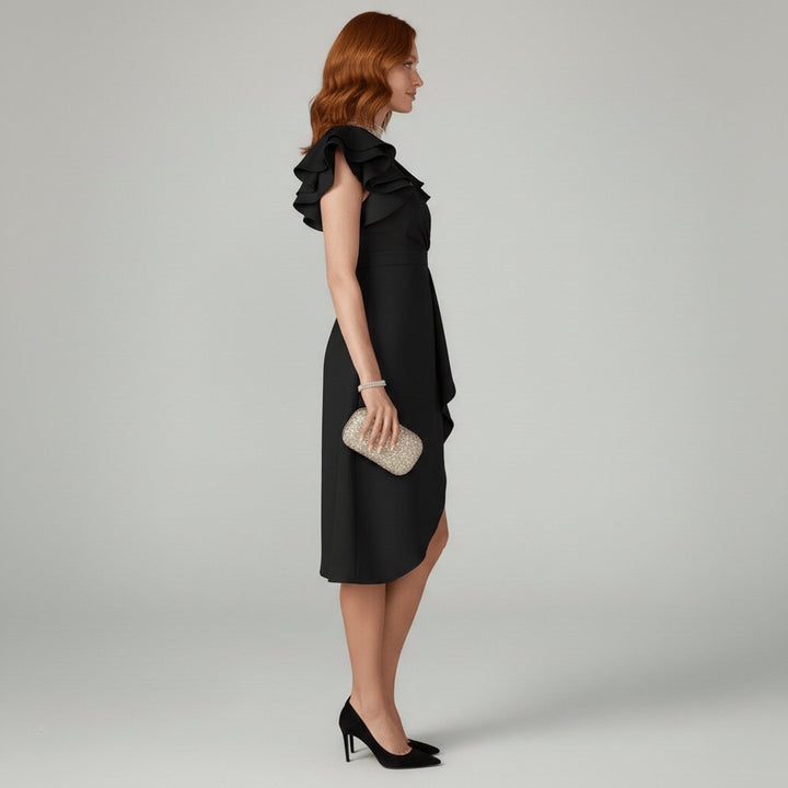 Clara | Elegant mother-of-the-bride dress with ruffled sleeves, wrap style 5