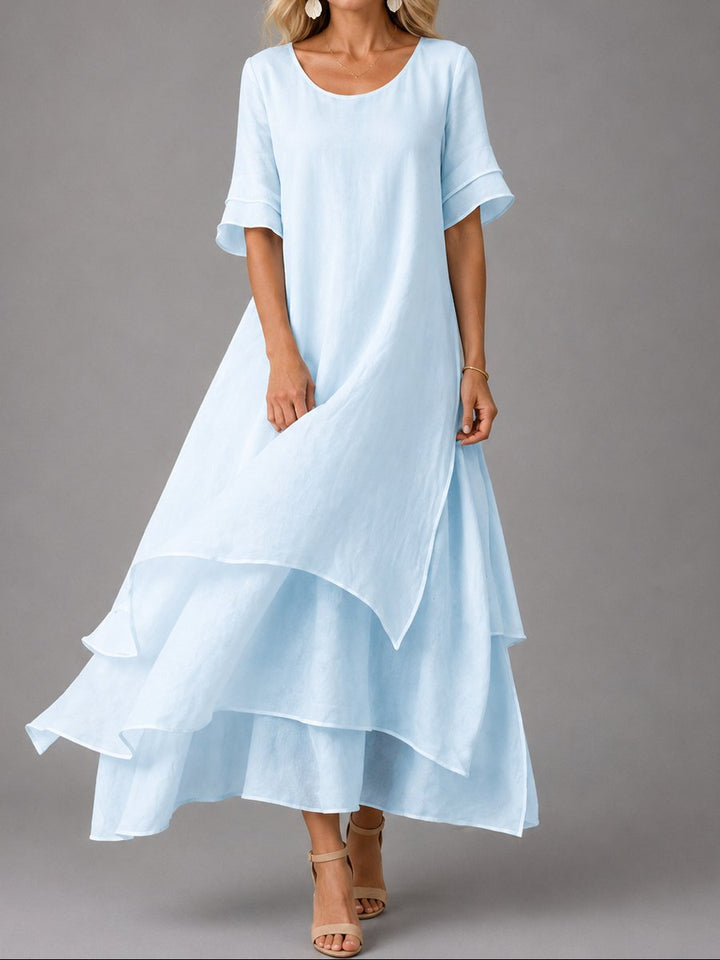 Clara | Women's Flowing Layered Maxi Dress, Loose Fit, Short Sleeve 2