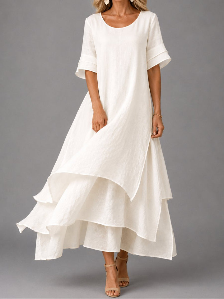 Clara | Women's Flowing Layered Maxi Dress, Loose Fit, Short Sleeve 3