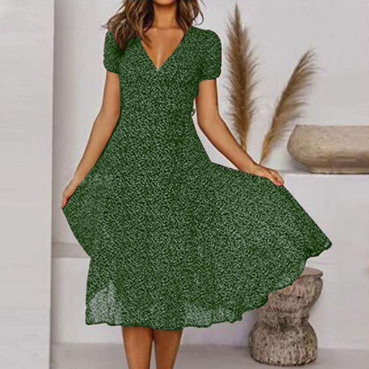 Elegant A-Line Dress with V-Neck for Women - Perfect for Spring and Summer 0