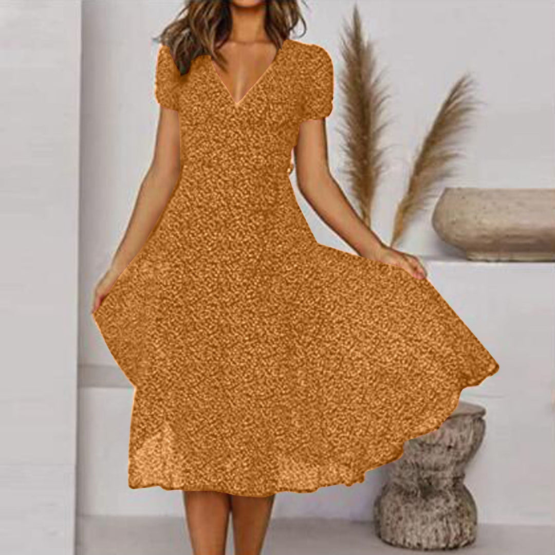 Elegant A-Line Dress with V-Neck for Women - Perfect for Spring and Summer 4