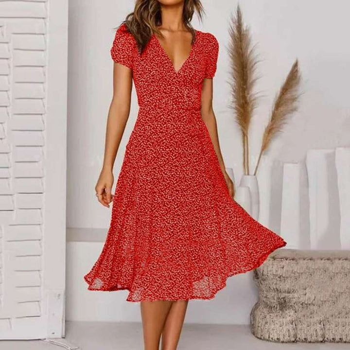 Elegant A-Line Dress with V-Neck for Women - Perfect for Spring and Summer 5