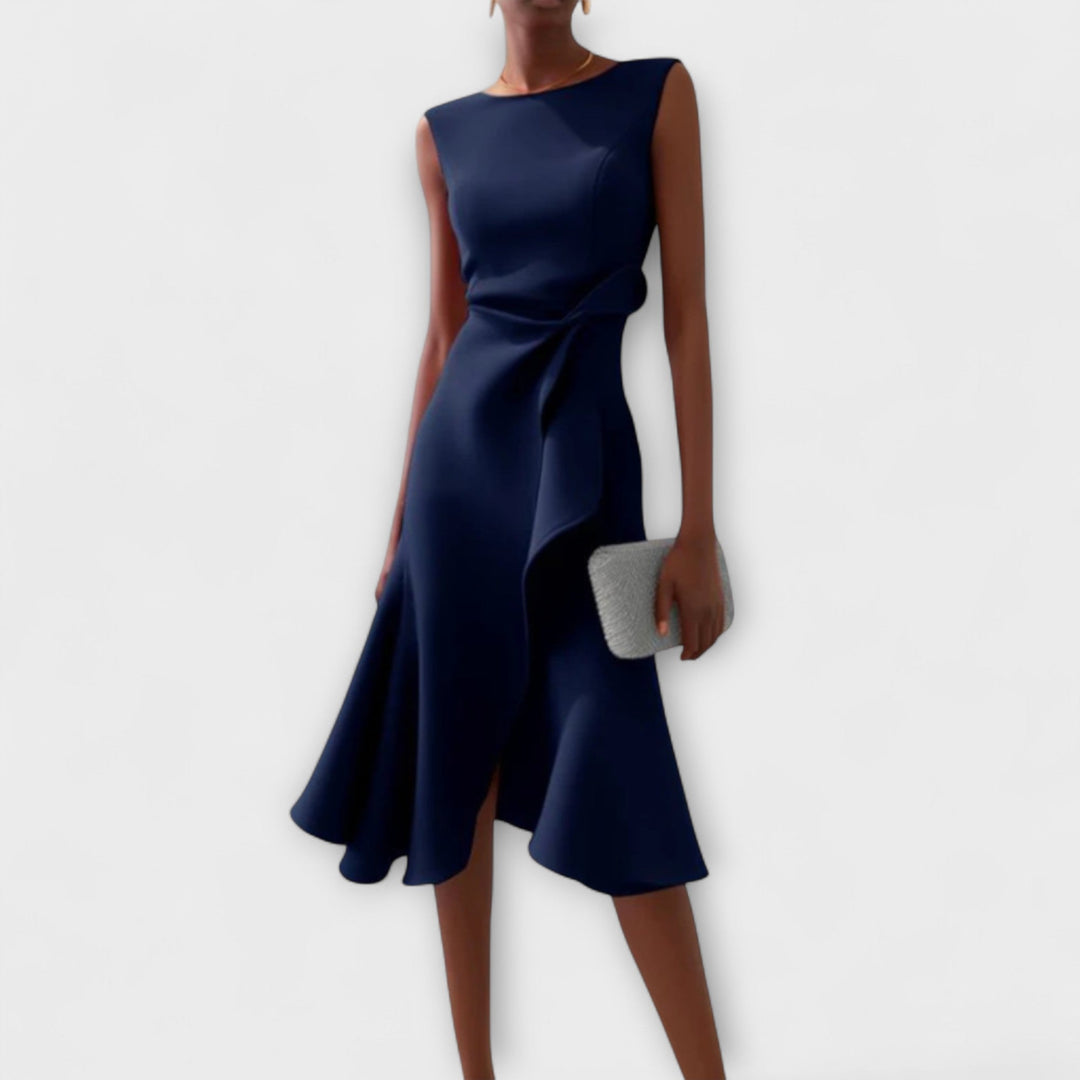 Elegant Asymmetric Midi Dress for Women - Chic Sleeveless Summer Cocktail Dress 2