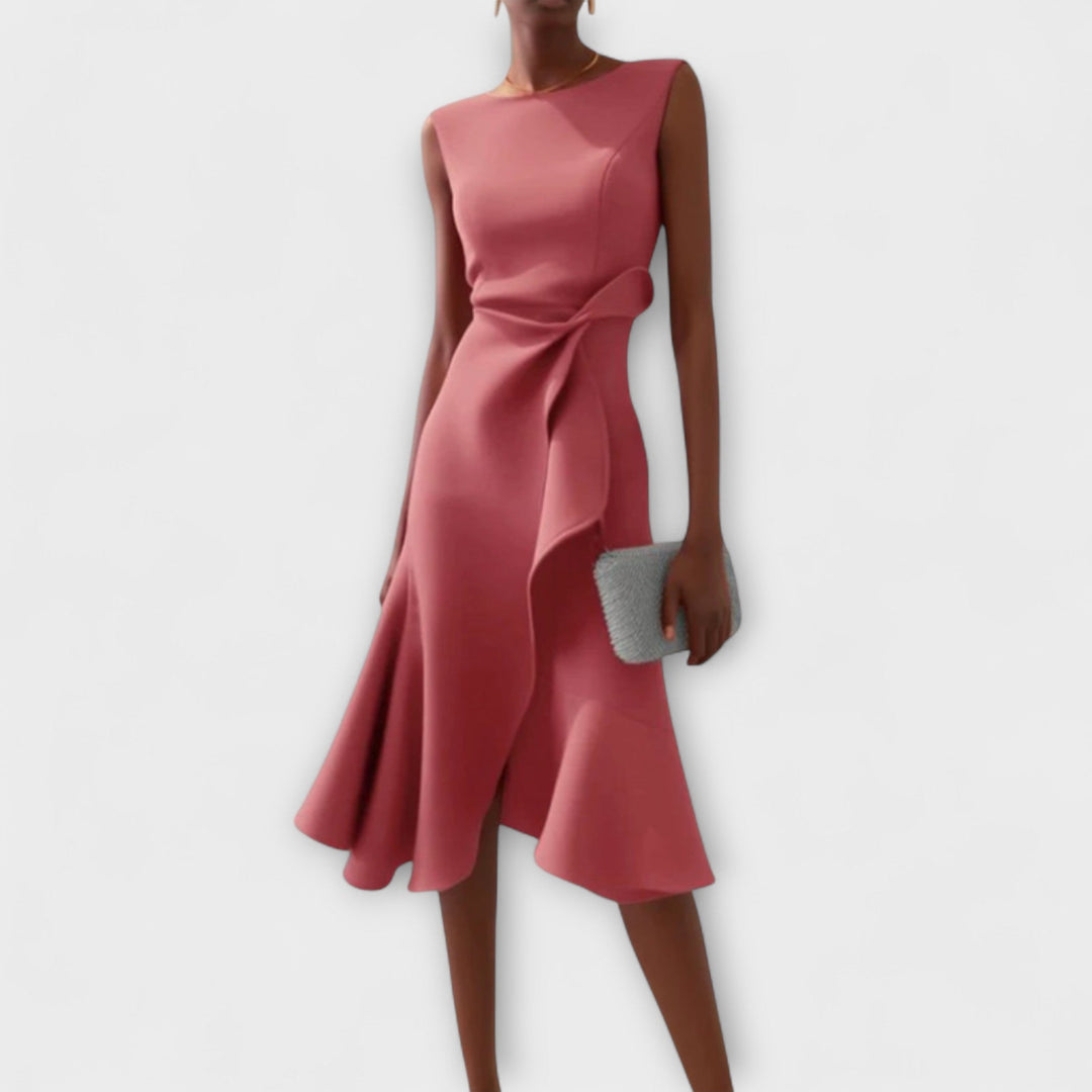 Elegant Asymmetric Midi Dress for Women - Chic Sleeveless Summer Cocktail Dress 3