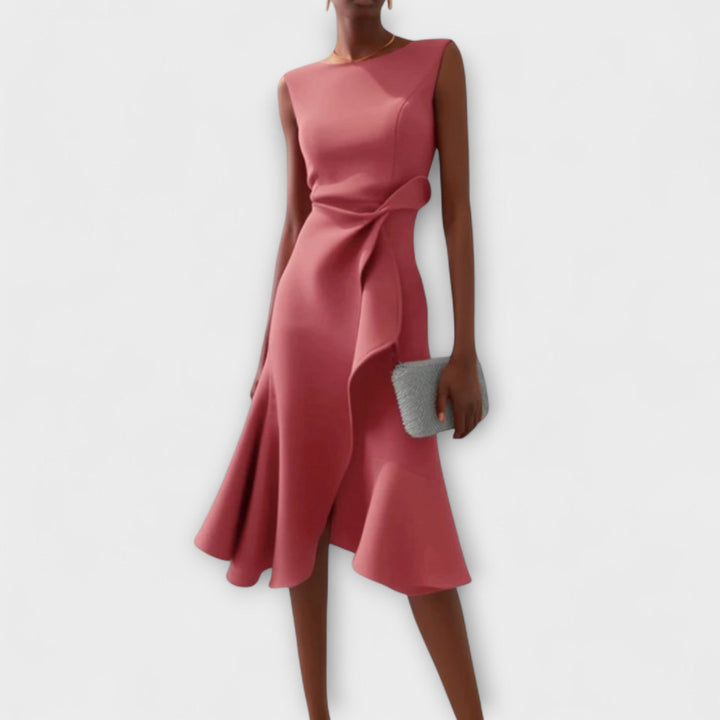 Elegant Asymmetric Midi Dress for Women - Chic Sleeveless Summer Cocktail Dress 3