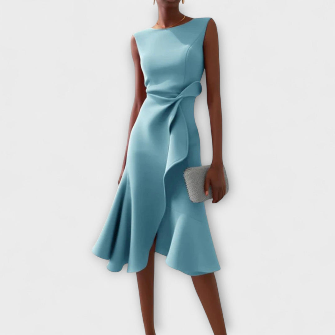 Elegant Asymmetric Midi Dress for Women - Chic Sleeveless Summer Cocktail Dress 4