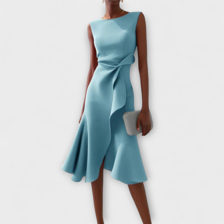 Elegant Asymmetric Midi Dress for Women - Chic Sleeveless Summer Cocktail Dress 4