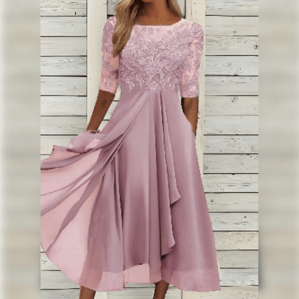 Elegant Evening Dress with Lace Details and 3/4 Sleeves | Formal Gowns for Women 6