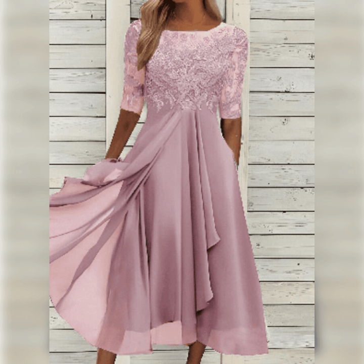 Elegant Evening Dress with Lace Details and 3/4 Sleeves | Formal Gowns for Women 6