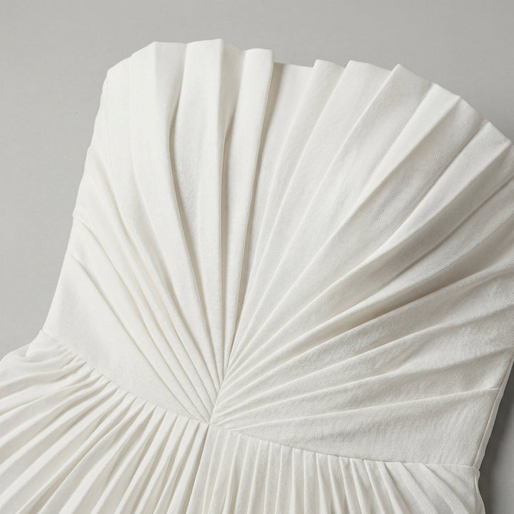Elegant Long Pleated Strapless Ceremony Dress for Women 2