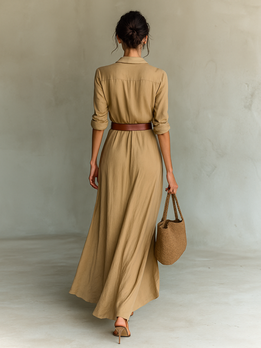 Elegant Long Shirt Dress for Women - Versatile Day-to-Evening Style 3