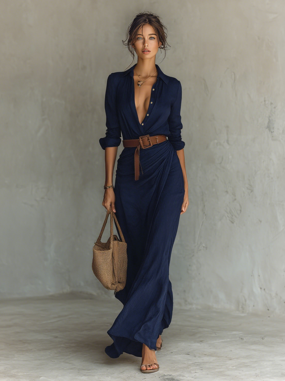 Elegant Long Shirt Dress for Women - Versatile Day-to-Evening Style 4