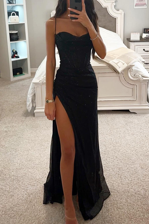 Elegant Maxi Dress for Women with Sequin Details - Slim Fit Long Dress for Evening Celebrations 0