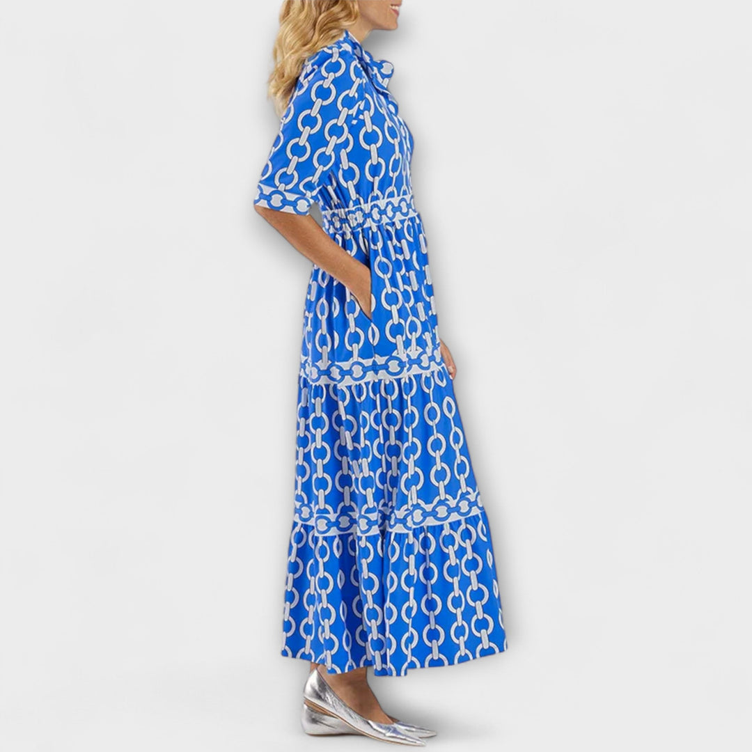 Elegant Midi Dress with Bold Chain Pattern for Women 5