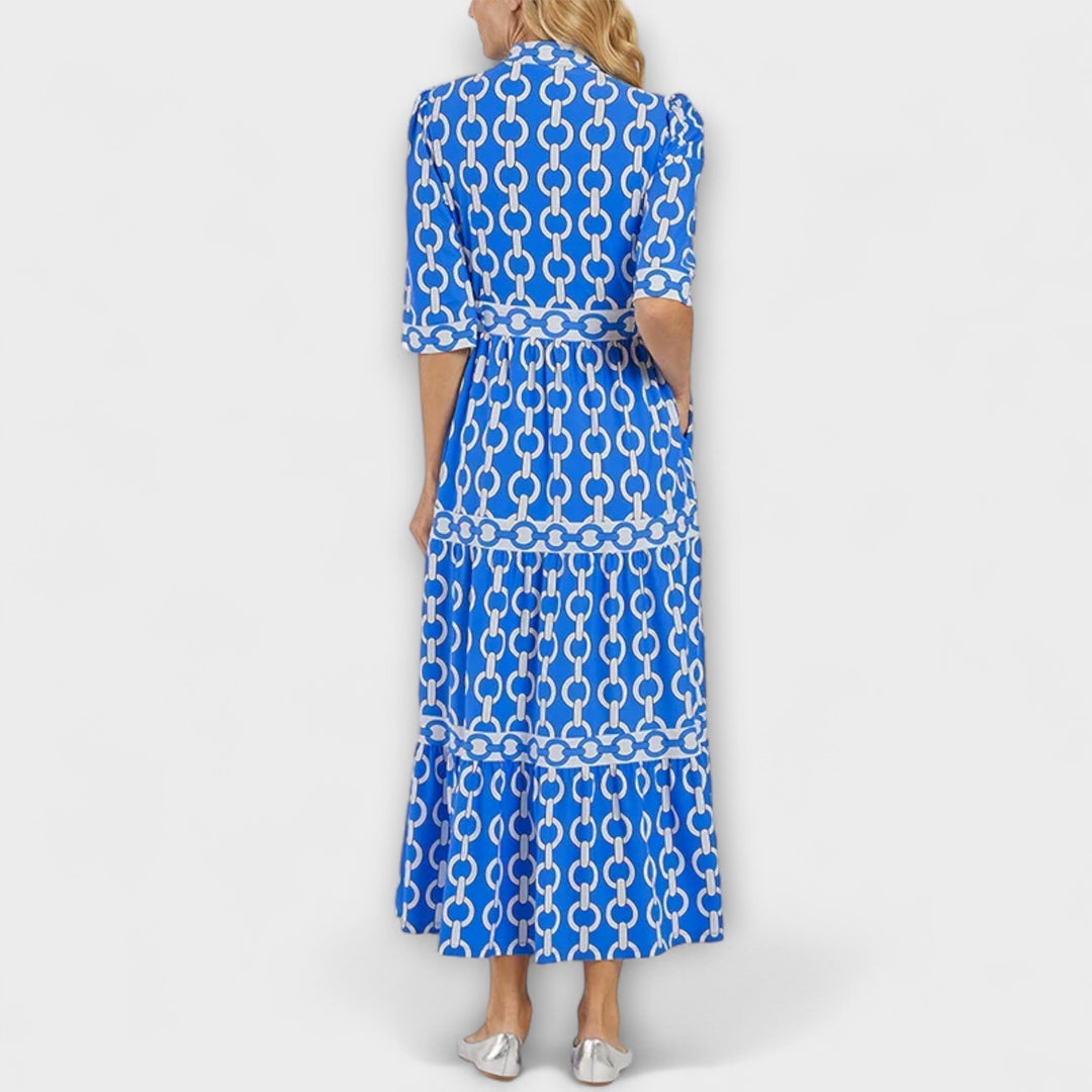 Elegant Midi Dress with Bold Chain Pattern for Women 6