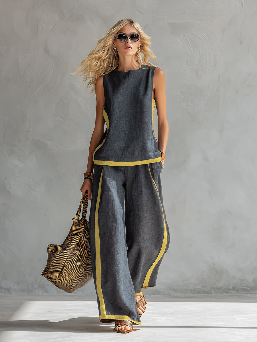 Elegant Two-Piece Suit for Women with Modern Graphic Details 1