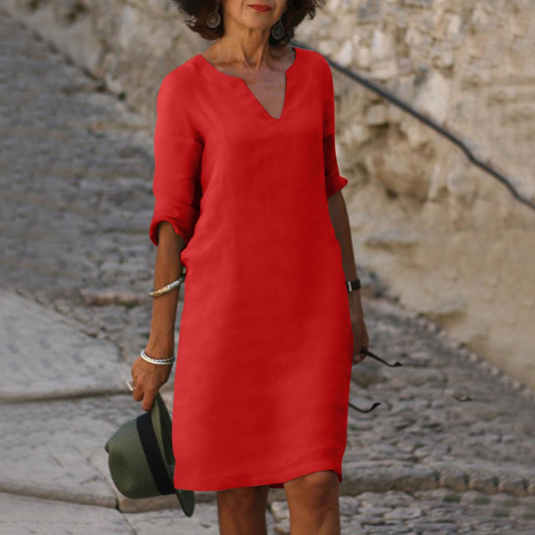 Elegant V-Neck Dress for Women - Flattering Fit & Versatile Style 5