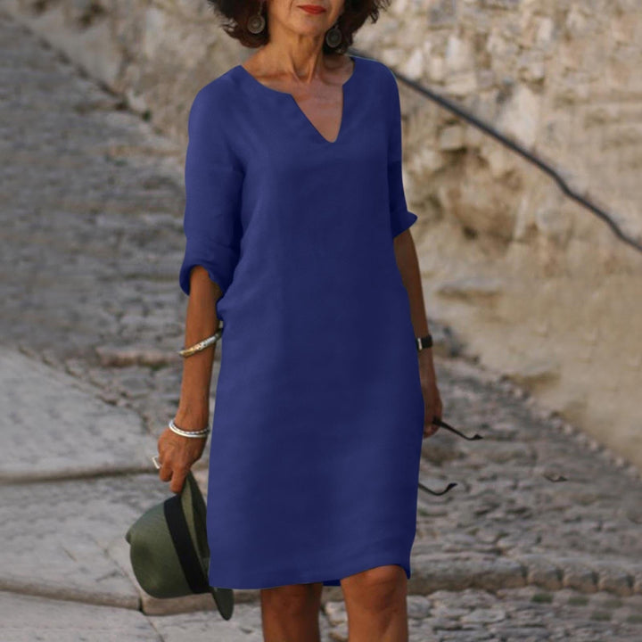 Elegant V-Neck Dress for Women - Flattering Fit & Versatile Style 8