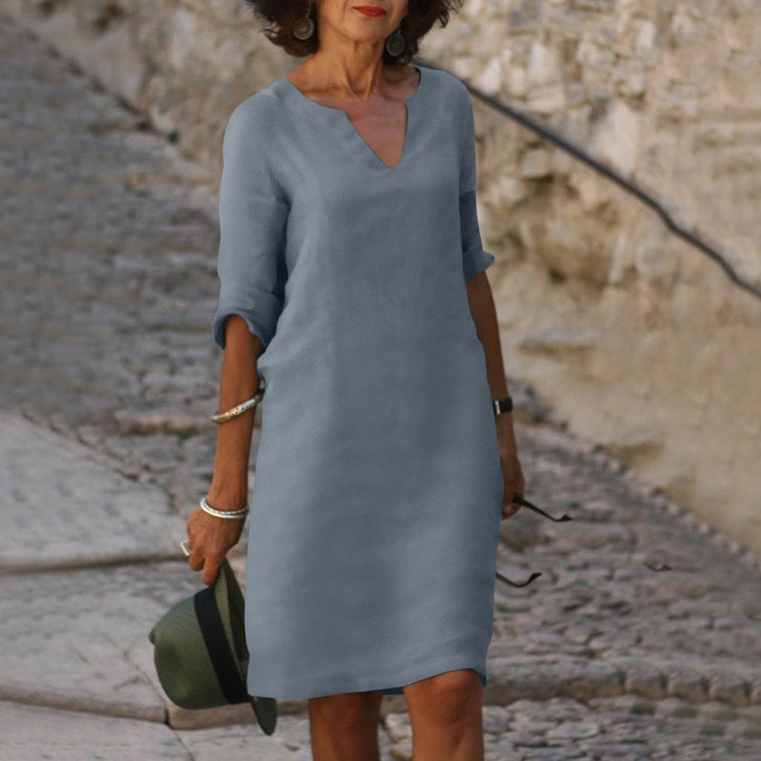 Elegant V-Neck Dress for Women - Flattering Fit & Versatile Style 9