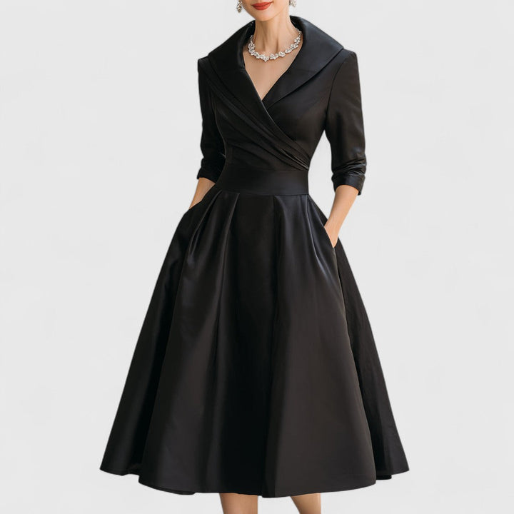 Elegant V-Neck Midi Dress with Crisscross Bodice for Women 1
