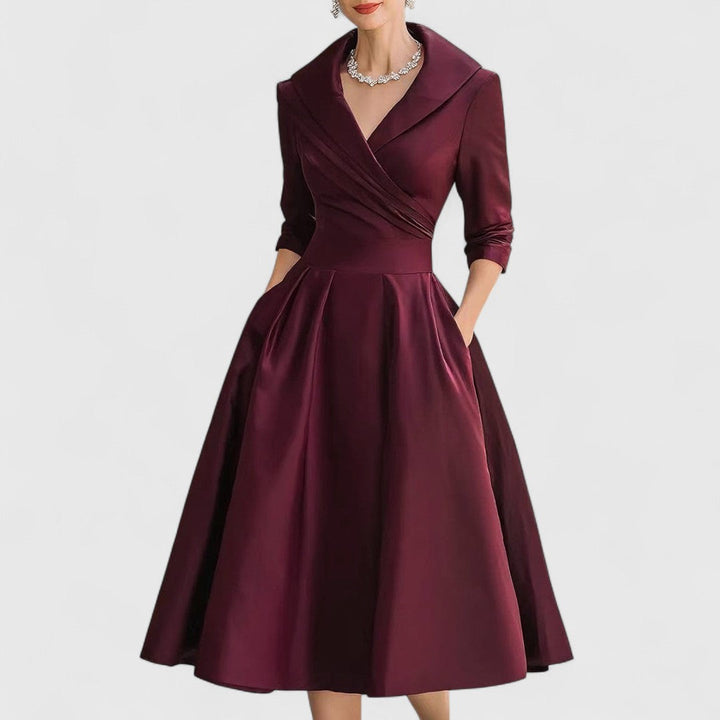 Elegant V-Neck Midi Dress with Crisscross Bodice for Women 2