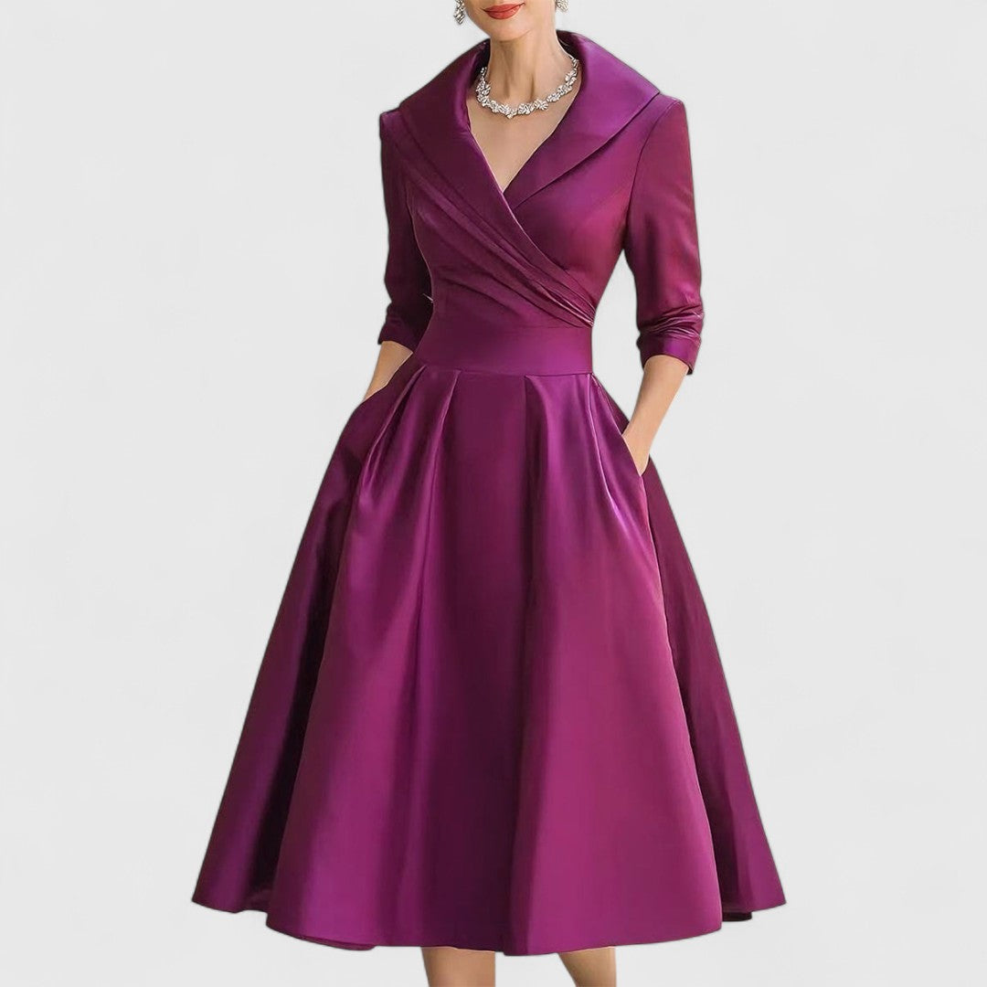 Elegant V-Neck Midi Dress with Crisscross Bodice for Women 3