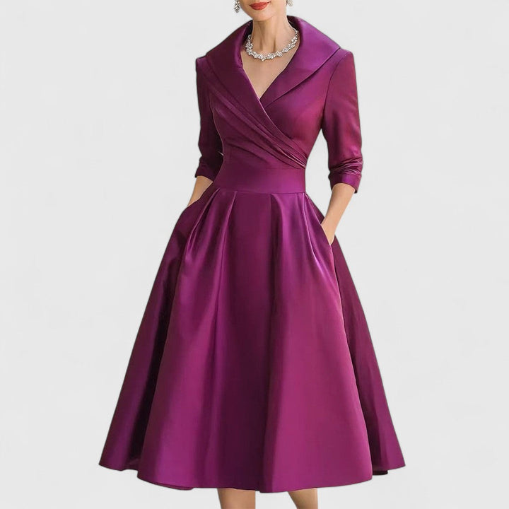 Elegant V-Neck Midi Dress with Crisscross Bodice for Women 3